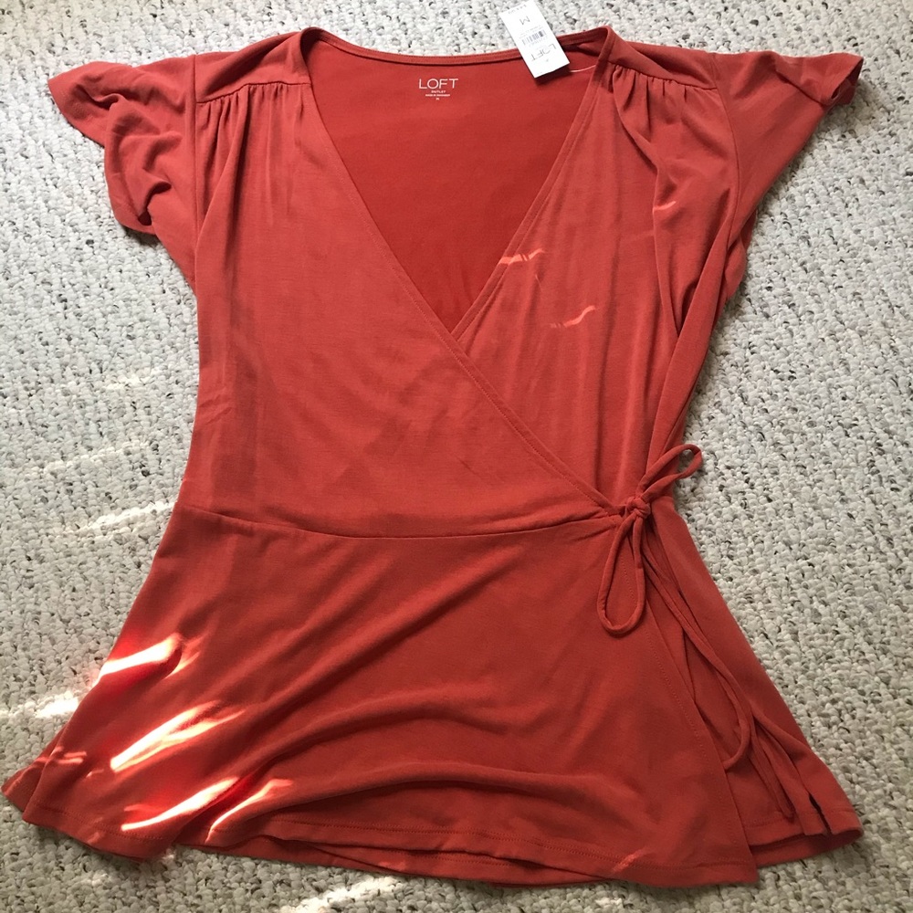 NWT Loft Wrap Tie Peplum Top Medium